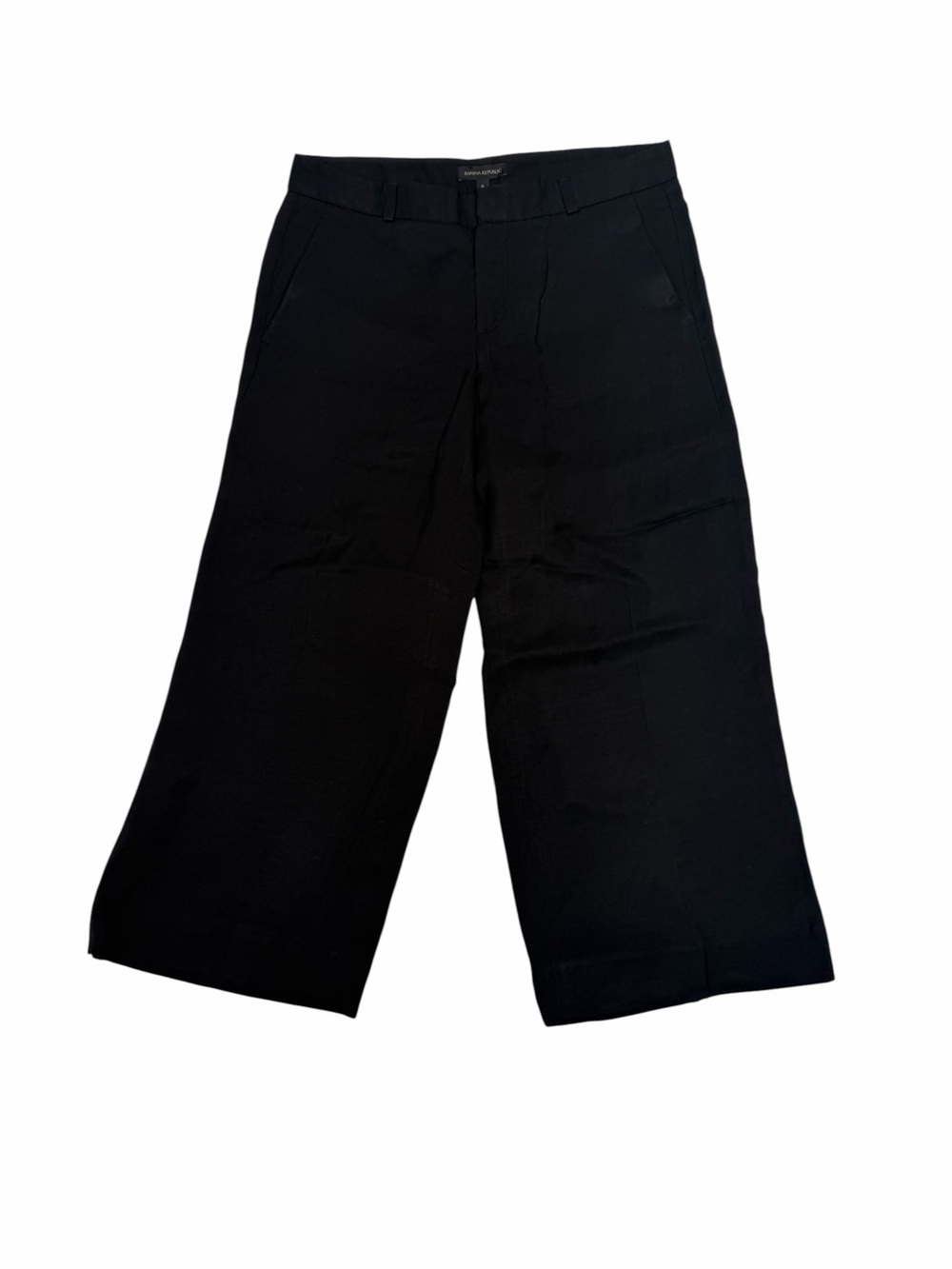 NWT Banana Republic Luxe Linen Wide Leg Cropped Pants Black Size 8